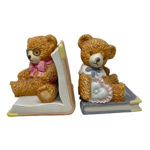 Genuine Bainbridge Bears Collection Book End Set Bookends Heart‎ Pillow Red Bow
